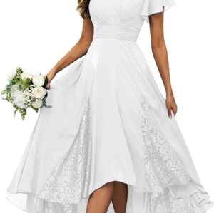 White Hi-low corset back cocktail dress. Size 18